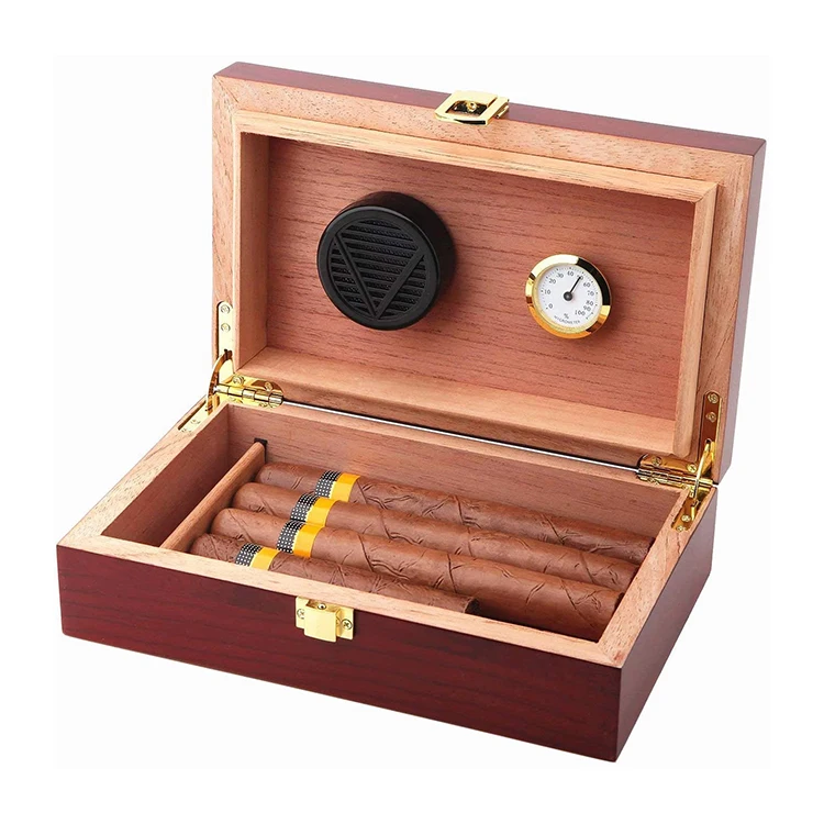 Роскошная деревянная коробка для сигар, высокоглянцевая коробка для сигар из твердого кедра, упаковка с замком