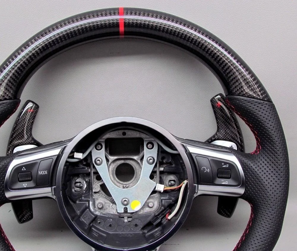 AUTO RACING CAR STEERING WHEEL FOR Audi TT TTS R8 GT RS6 RS3 Red Ring CARBON FIBER STEERING WHEEL
