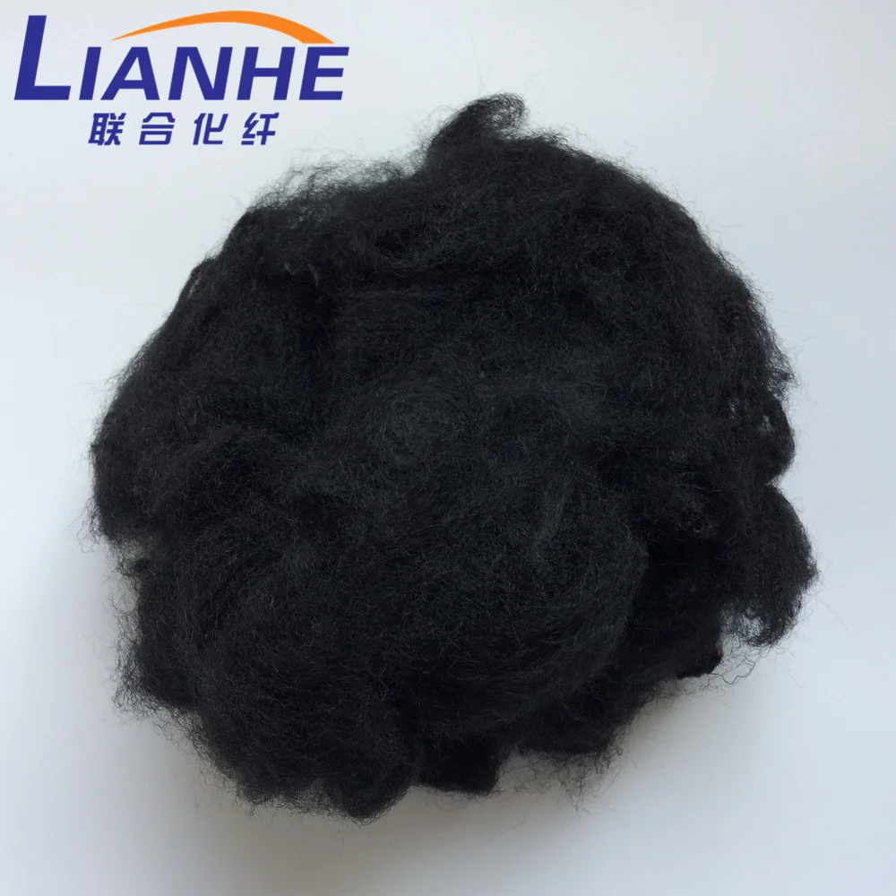black psf 1.4d 38mm recycled polyester staple fiber fibre high tenacity 4.8CN/DTEX