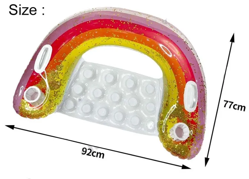 New inflatable water sequin rainbow recliner,  thickened U-shaped floating sofa, floating water hammock