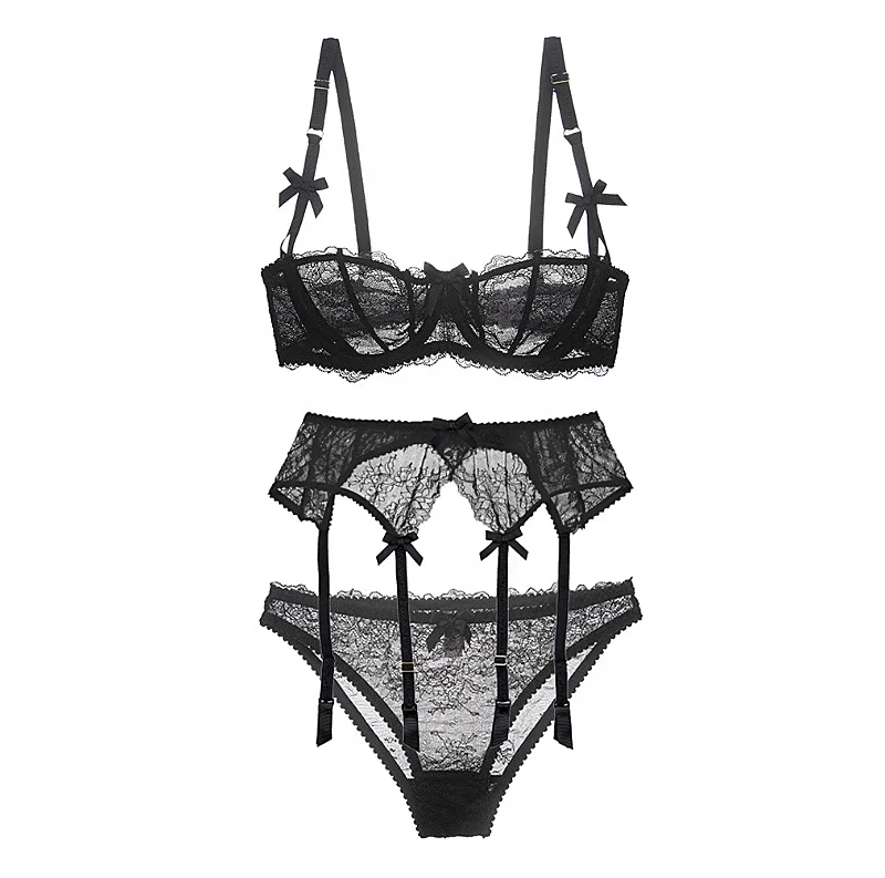 2021 women black hot lace intimates lingerie nuisette sexy underwear set ladies