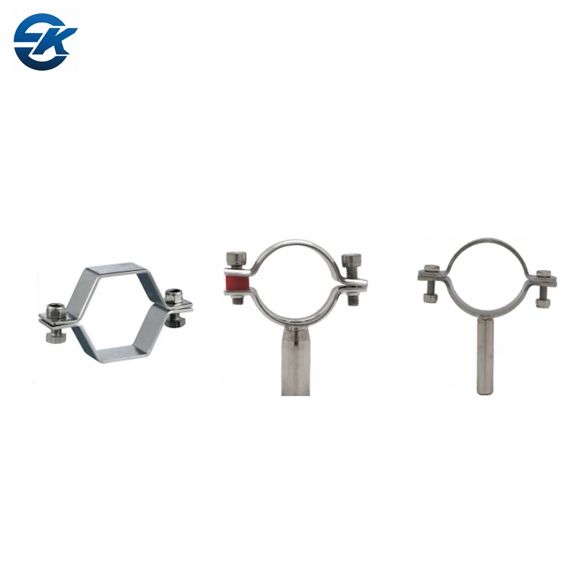 Sanitary Stainless Steel Tube Support Clip Bolt Pipe Holder Bracket Two Bolts Bolt Round Pipe Hanger