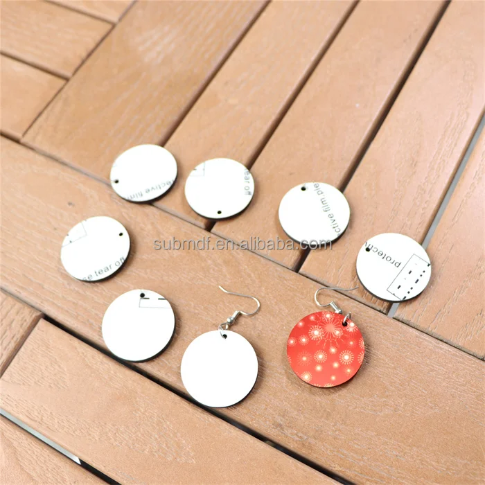 MDFSUB New Fashionable Circle Sublimation Earrings Blank Double Sided Round Mdf Blank Sublimation Earrings Jewelry Pendant