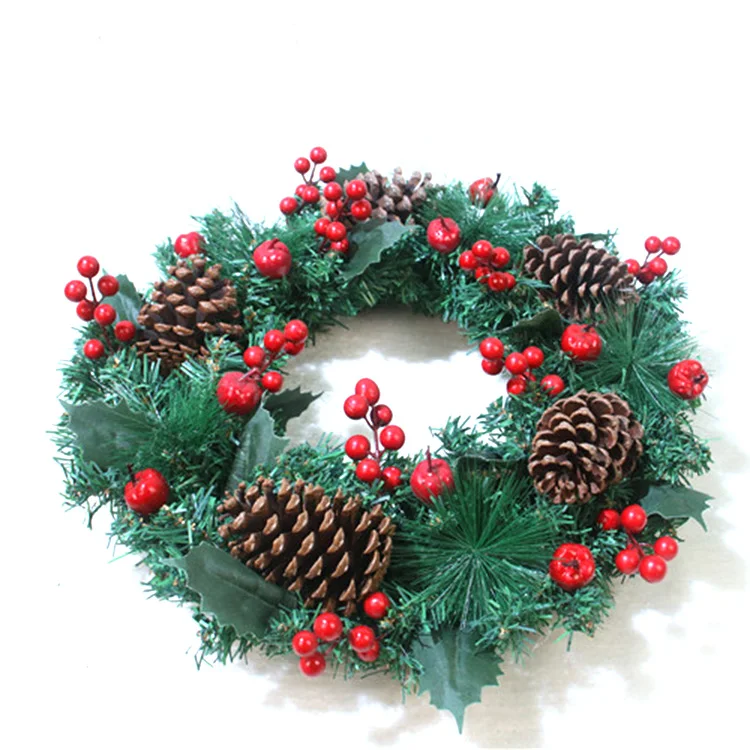 
High Quality Factory Price Artificial Wreath Window Pine Cones Christmas Decorations 