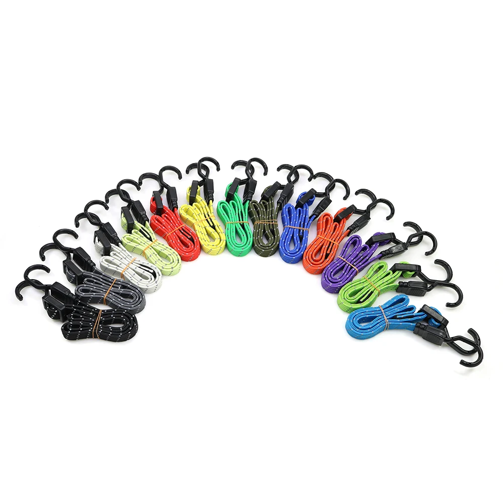 wholesale heavy duty multi-purpose elastic rope flat wide adjustable cargo bungee cords with hooks for luggage