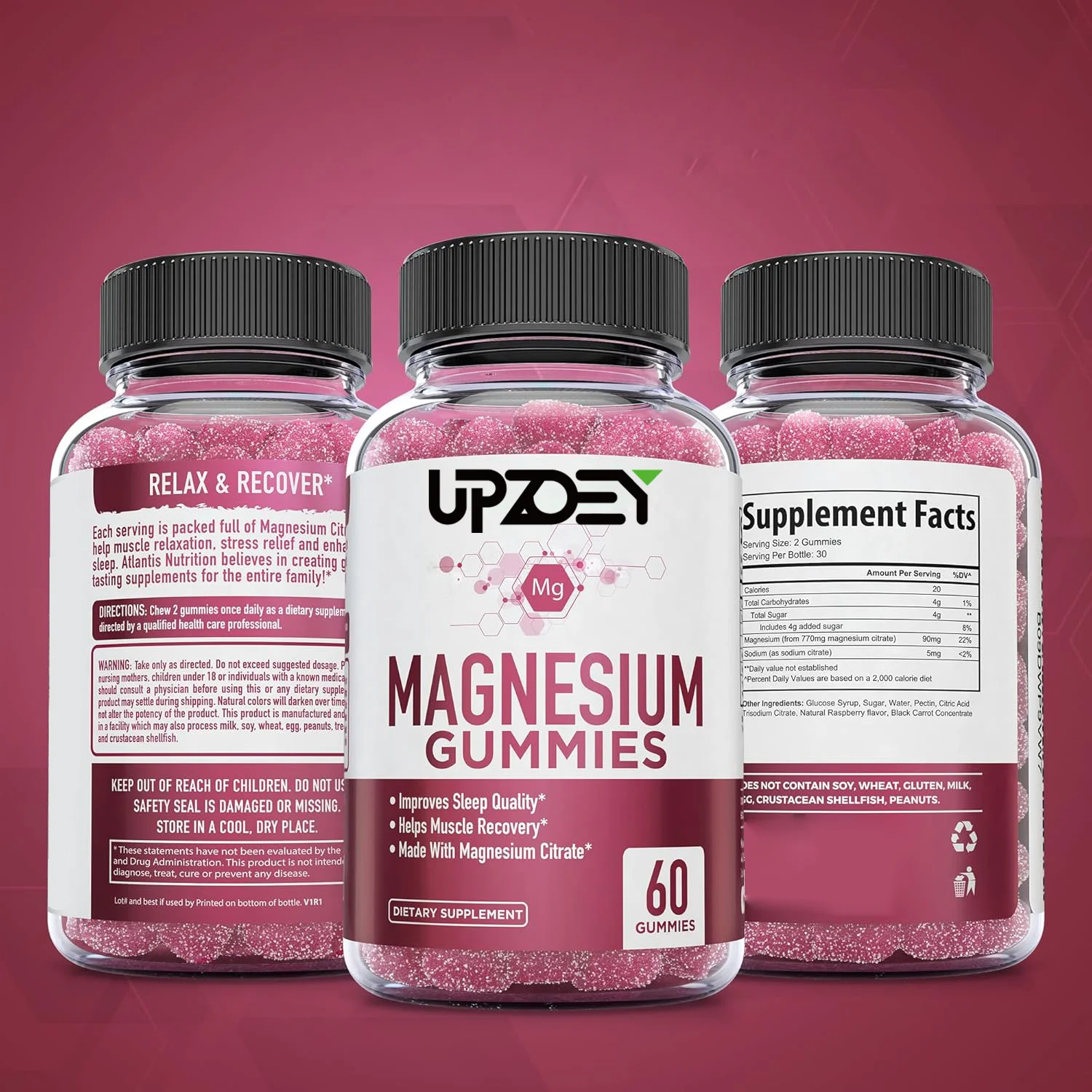 OEM organic  Magnesium Gummies Promote Body Function,Support Bone and Muscle Health,Regulation Sleep &Mood Quality for Adult