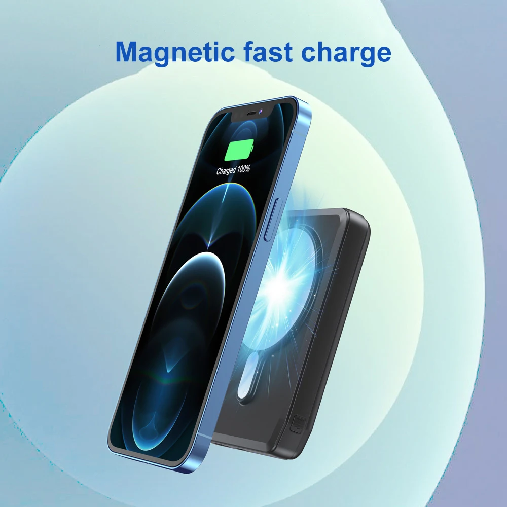 Portable 10000mah Battery Wireless Power Bank For Iphone 12 Power Bank Magnetic Charger