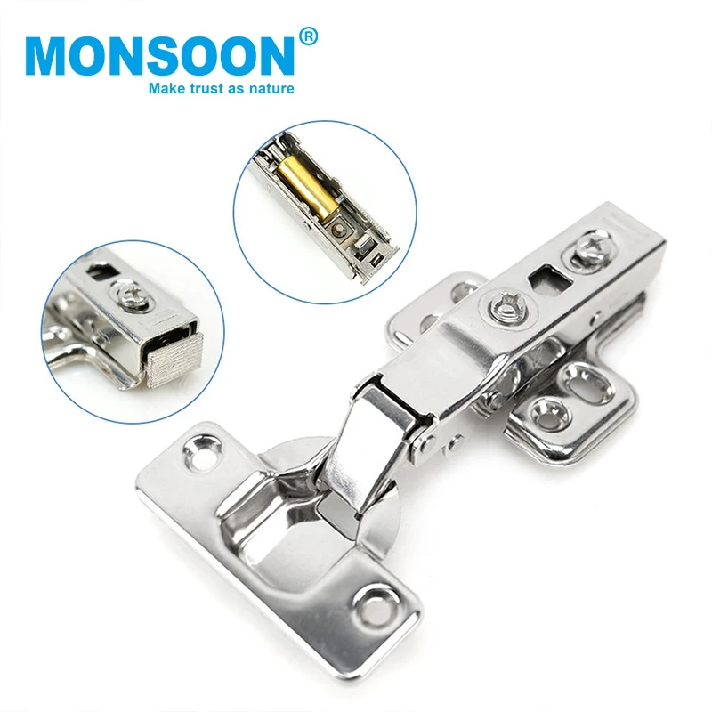 Stainless Steel Furniture Hydraulic Invisible Kitchen Full Overlay 35mm Clip on Cabinet Hinges Soft Close for Cupboard Bedroom