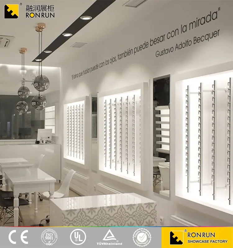 Ultra clean tempered glass shelves showcase for optical glasses retail shop furniture