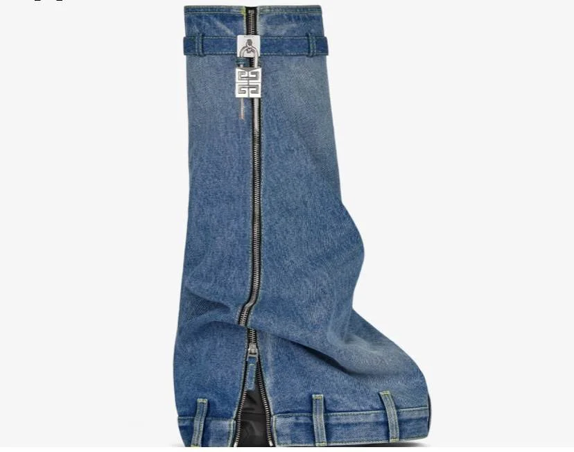 UBILILIA Luxury heels knee high denim boots ladies wedge heels long boots for women high heels winter thigh high knee jean boots