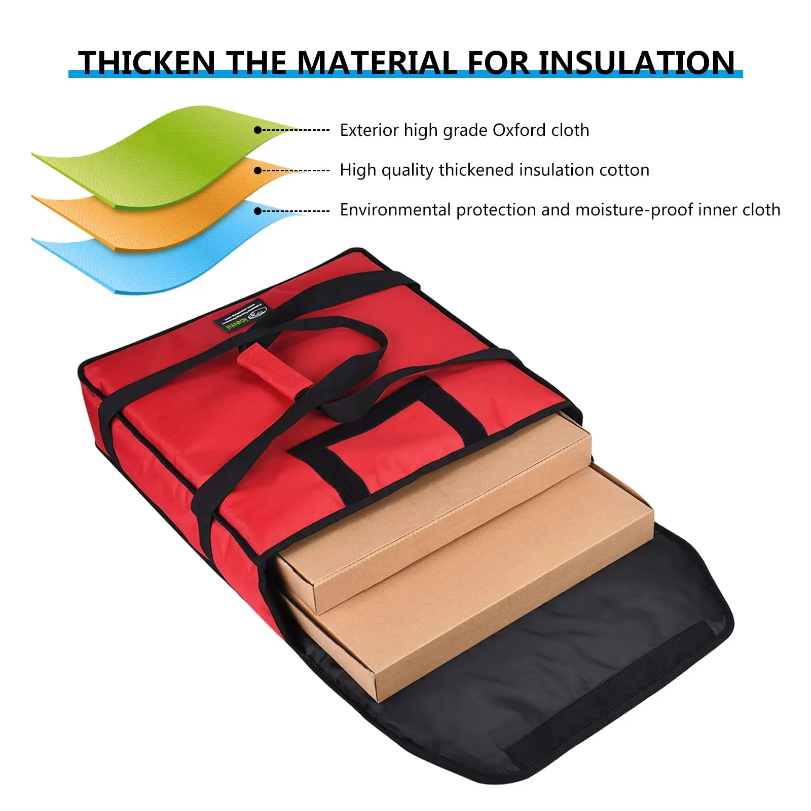 Customization Large Capacity Waterproof Reusable Insulated Pizza Delivery Bag Oxford Fabric Food Carry Bags For Outdoor Hiking