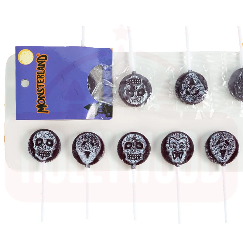 Holeywood 3D 8g Skull Hard Candy Lollipop Mixed Fruit and Sugar Ball Halloween Prank Halal Certified