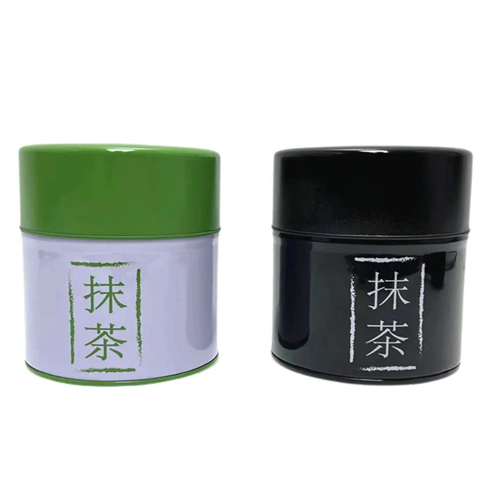 Minimalist Metal Storage Round Box Matcha Powder Tin Can For Loose Leaf Tea