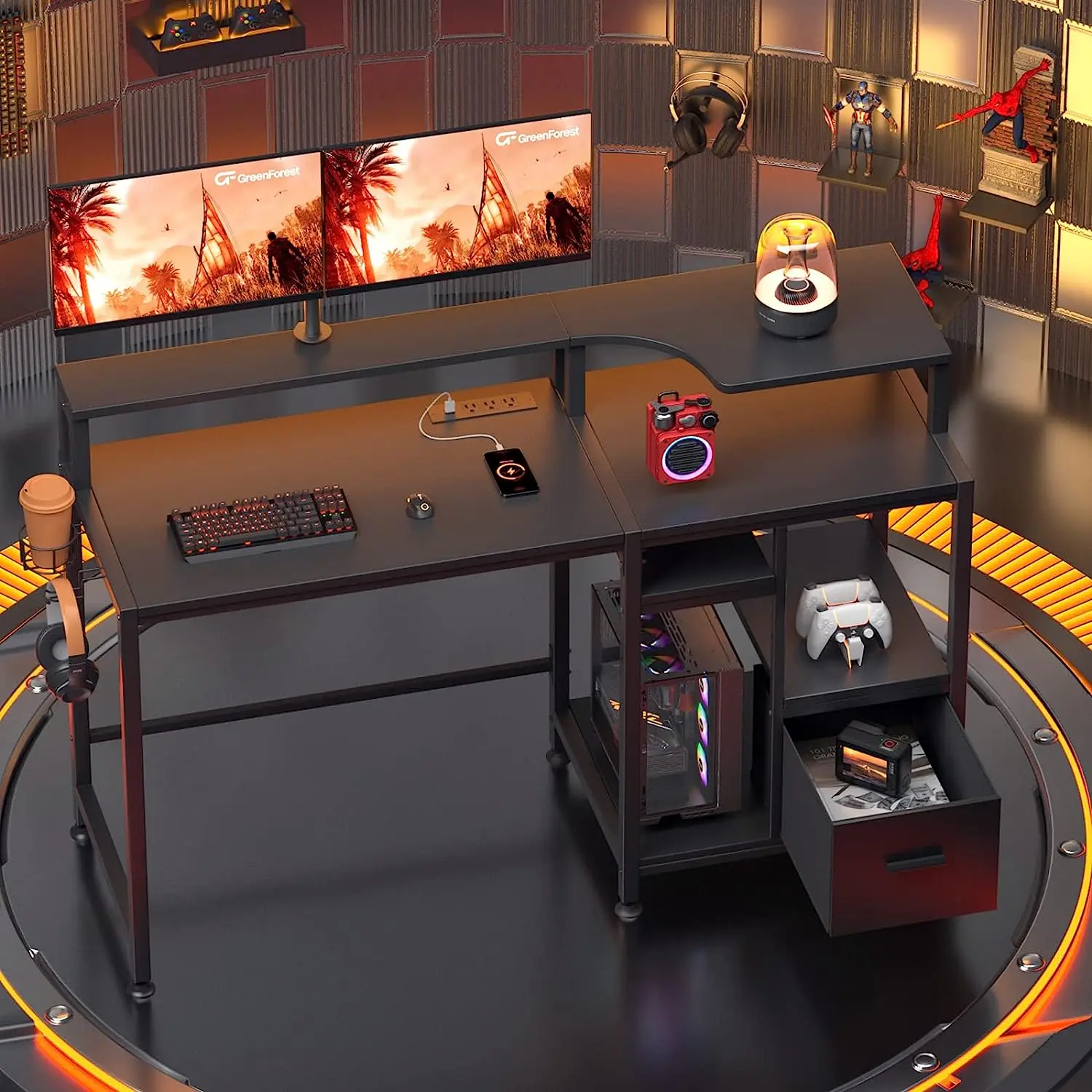 Роскошный современный оригинальный Фабричный Набор стульев LANGTOO настенный компьютерный стол с книжной полкой