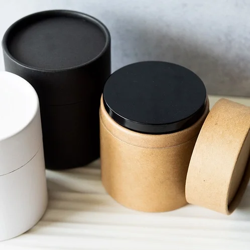 custom printed cardboard round eco cylinder cartridge carton packaging tubes water bottle black paper tube for candle