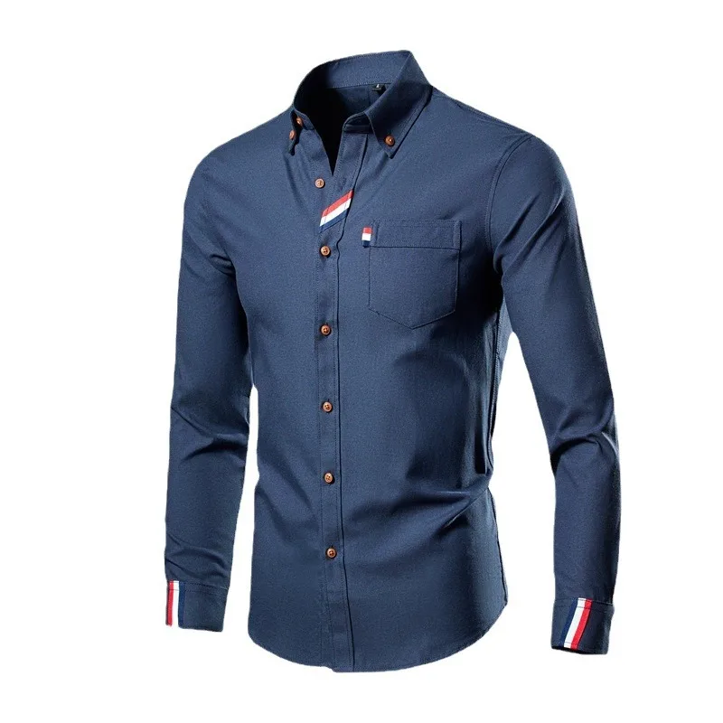 Wholesale Oxford Shirts Men Cotton Long Sleeve Dress Shirt Slim Fit Fashion Blouse Dress Shirts For Men Clothing