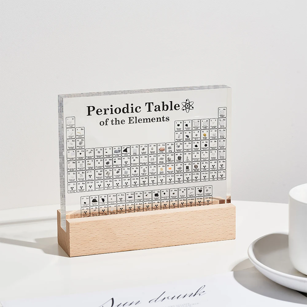Modern desk decoration products solid wood base element periodic table ornaments