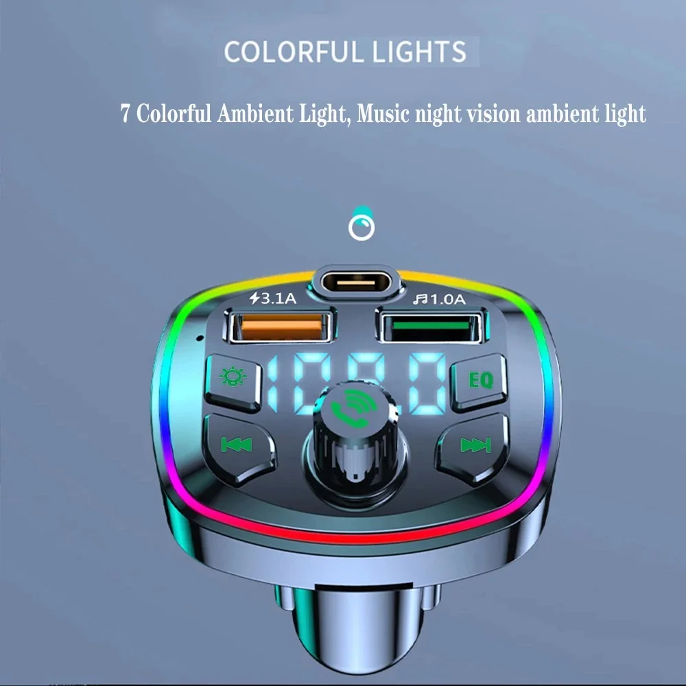 Car Wireless Handsfree Call Audio Receiver Auto TF U Disk MP3 Player USB Fast Charger FM Transmitter Universal Adapter