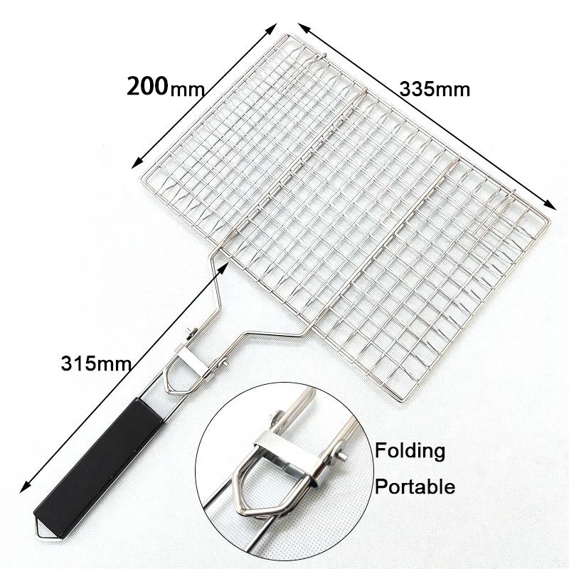 Складная переносная корзина для барбекю из нержавеющей стали с ручкой рыбных креветок