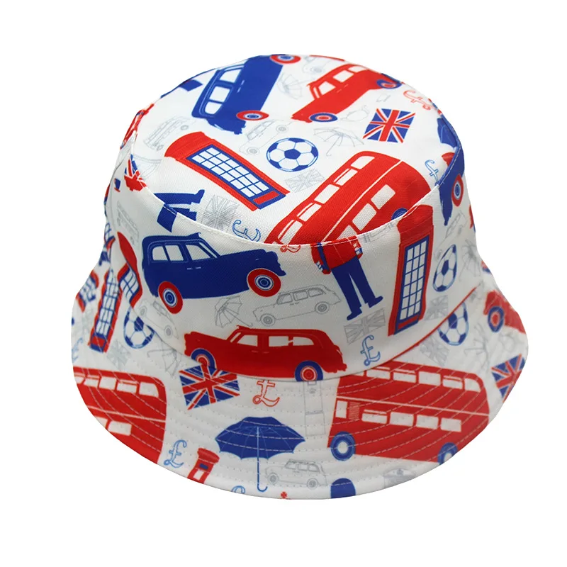 Car Printing Unisex Print Double-Side-Wear Reversible Bucket Hat for Men Women Wide Brim Bucket Fishing & Beach Hats