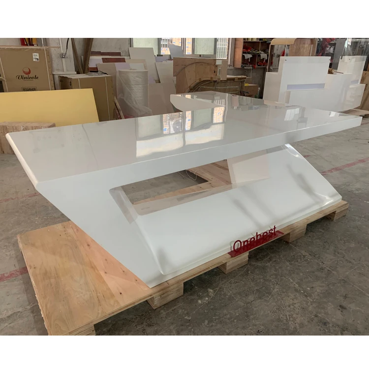 Large Size Pure White Solid Surface Office Desk Table New Design Executive Office Furniture Desk Director Table