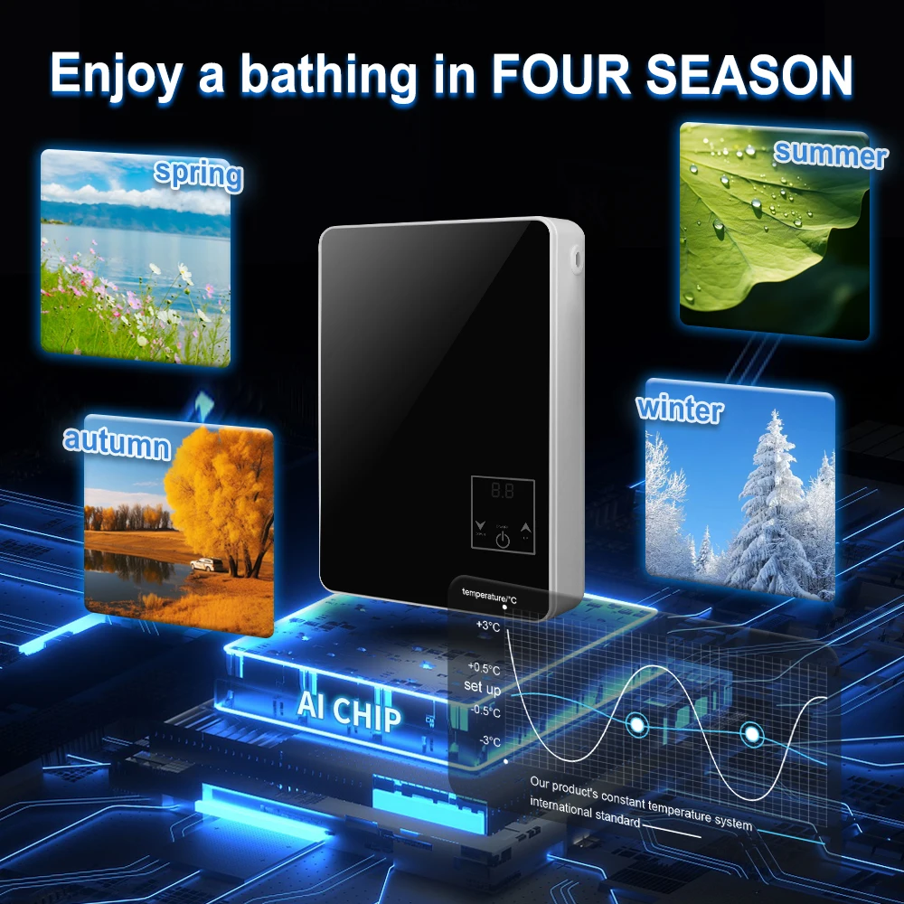 Bathroom heating tankless instant hot showers portable electric water heater 6KW 240V for Shower wholesale water