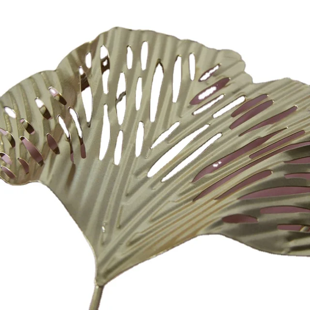 Hot Strictly selected New Chinese Gold Wall Hanging Ginkgo Biloba Flower Three-dimensional Home Background Wall Iron Decoration