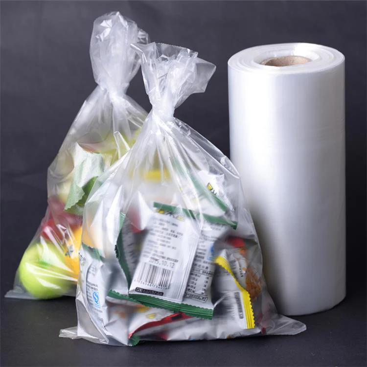 LDPE HDPE POLY polyethylene transparent plastic food fruit vegetable packaging supermarket flat produce bag on roll