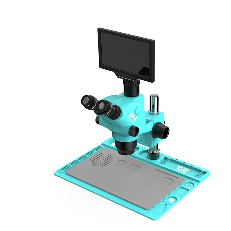RF6565TVD2 6.5-65x Pillar Stand Zoom Trinocular Stereo Microscope Inspection PCB Repair Microscopio with 10inch Monitor YS010W