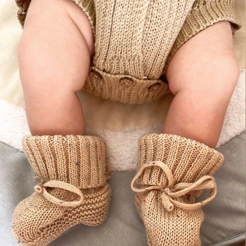 Customization Baby Knitted Booties Crochet Toddler Eco Friendly Soft Newborn Wool Socks