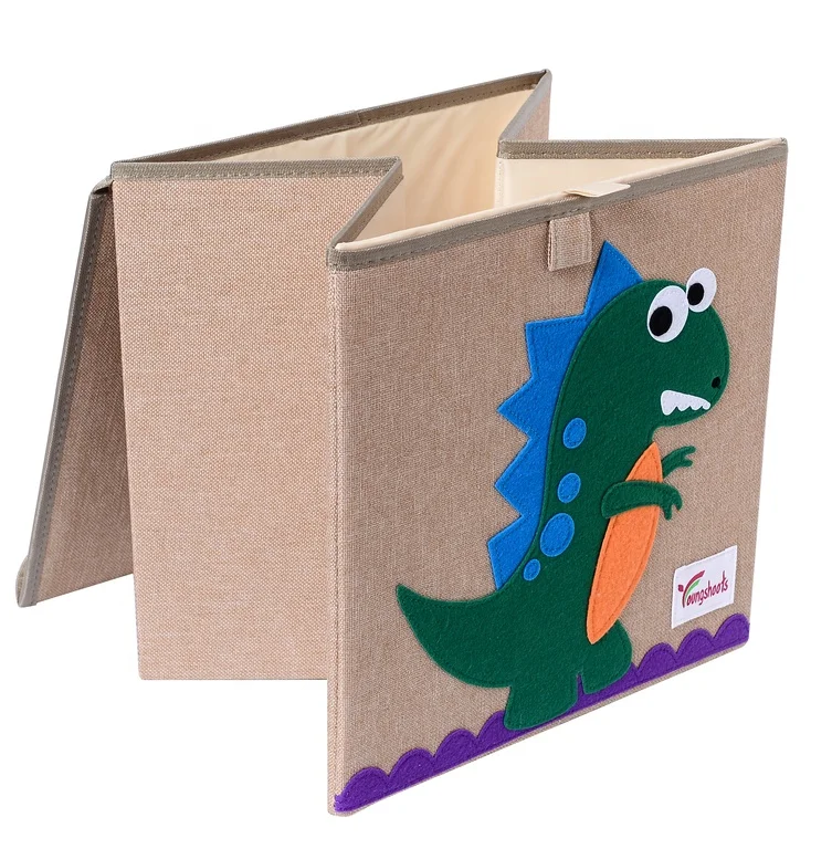 wholesale custom collapsible fabrics baskets animal kids toys container with lid folding cartoon drawer organizer box