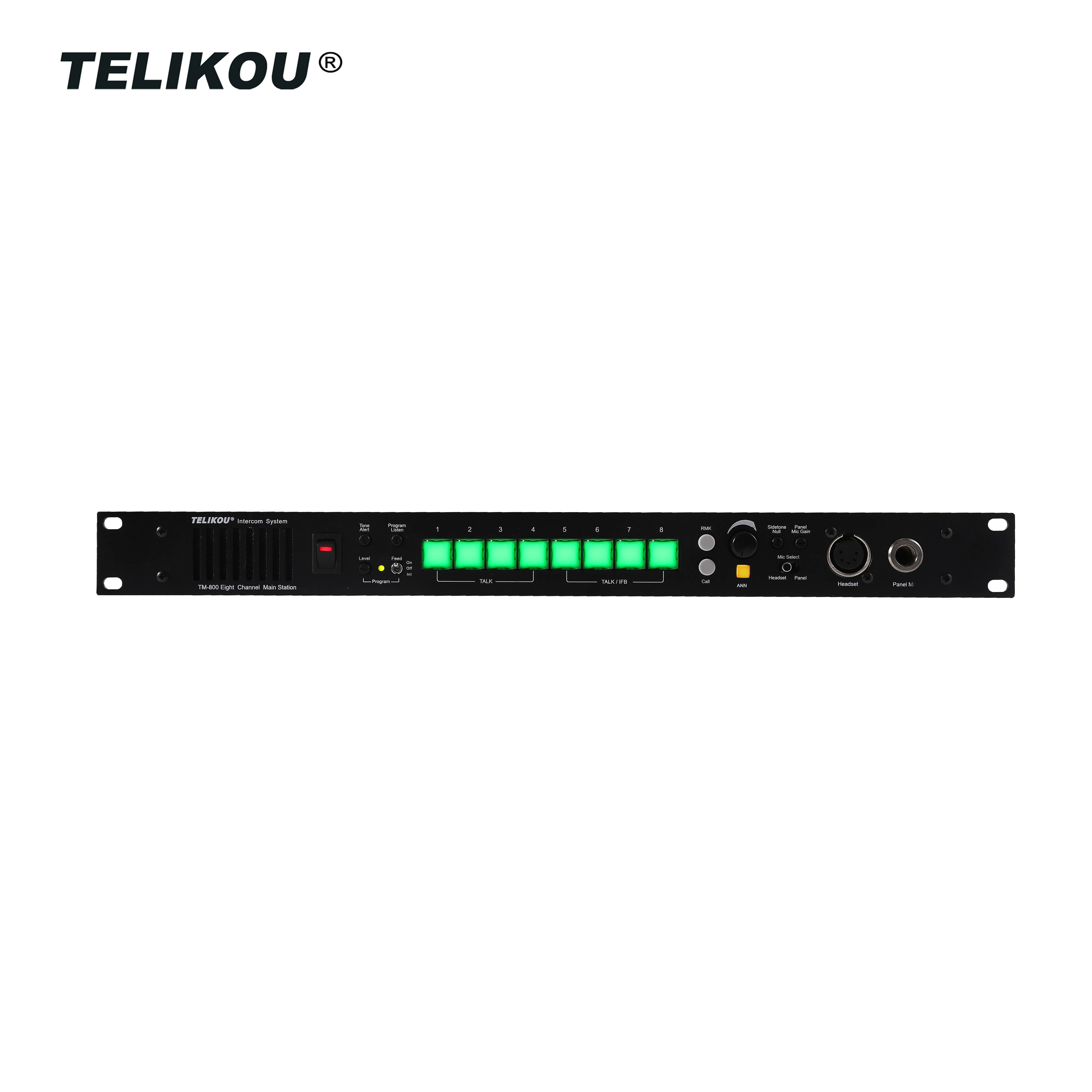 TELIKOU TM-800 eight channel Encore Analog  Partyline system broadcast intercom master station for Small, Single-site Church