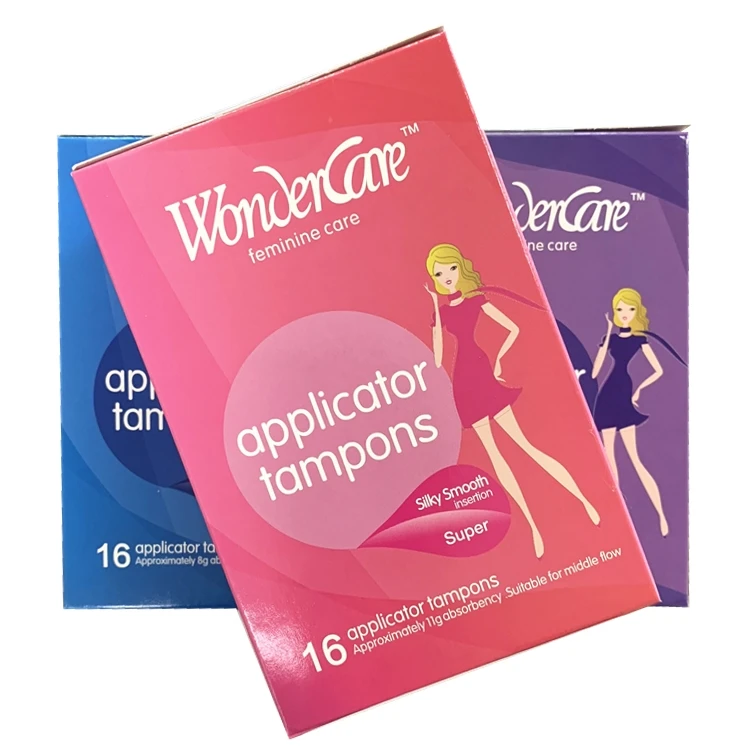 Wondercare disposable organic cotton tampons with plastic applicator