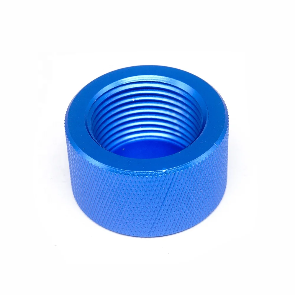 OEM cnc machining aluminum turning parts blue anodized  Knurled guitar knob