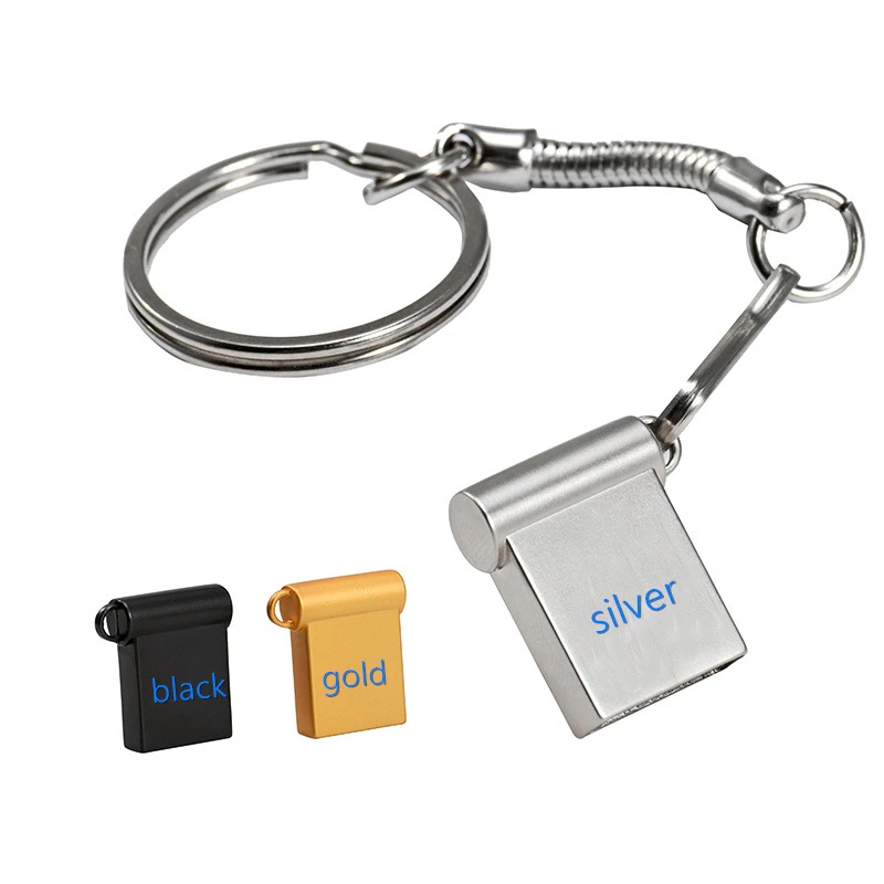 Wholesale mini metal USB flash drive custom logo Pendrive 32GB 64GB 8GB memories chip portable cheap usb stick 2.0 with keychain