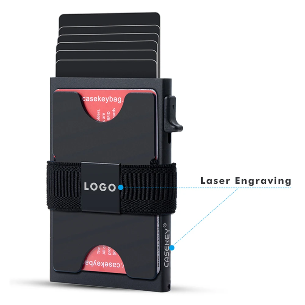 Casekey Male Cartera Metalica Hombre Bank Metal Smart Card Holder Rfid Pop Up Mens Switch Wallet RFID Anti-theft Porte-cartes