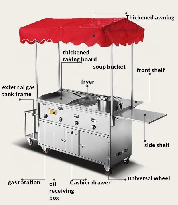 Snack food truck small gas mobile fast food cart mobile trailer kitchen for sale