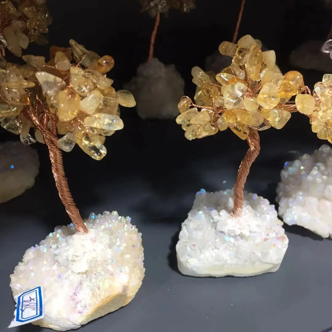 Натуральное Лимонное дерево jialin Nice Life Tree на удачу розовое кварцевое с грубым драгоценным камнем основа замечательное украшение для дома