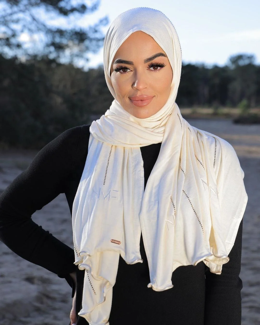 Custom Jersey hijab with stone  embroidery LOGO jersey scarf shawls