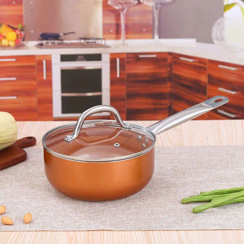 New Stretched Pot Popper Color Ceramic Non Stick Cookware Set Pot Customized 13 Pieces Copper non-stick Cookware Pans Pots Set