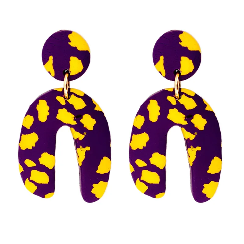 aretes wholesale new acrylic clay texture earring bohemia circle cute resin big romantic stud earrings for women trendy jewelry