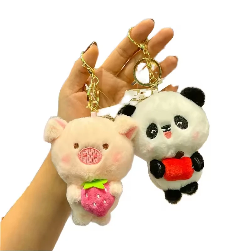 HECION 2024 Wholesale Custom Creative Cartoon Toot Fox Keychain Cute Car Girl Bag Panda Pendant Little Penguin Plush Toy
