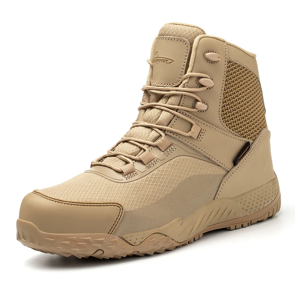 Anti Puncture Leather Breathable Safety Shoes Outdoor Water-resistant Rubber EVA Sole Nylon Hiking Boot