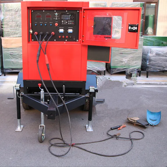 Heavy duty Wheels Trailer 500A 400A Arc Tig Mig welder engine driven 300a kubota diesel welding generator