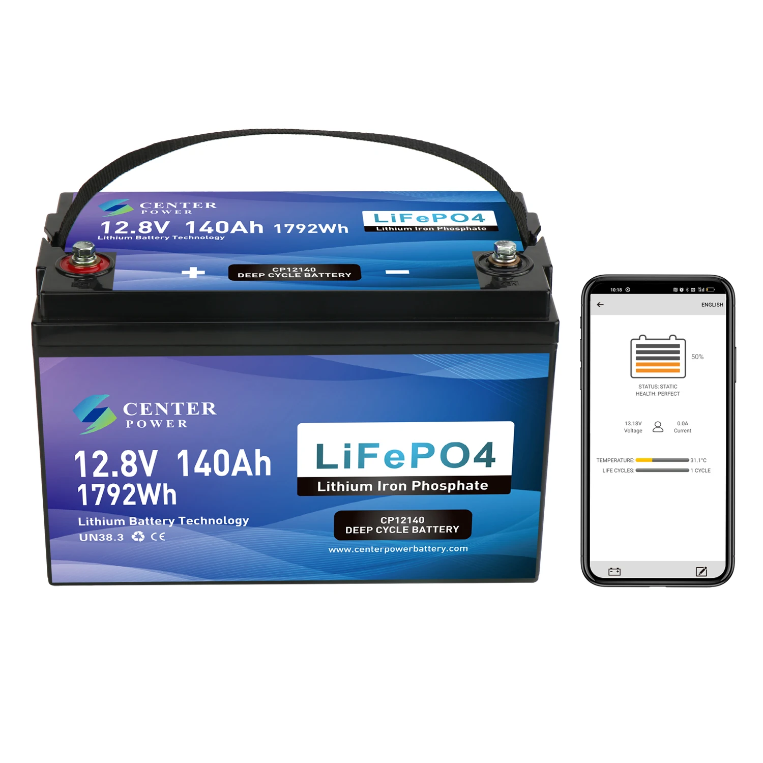 Center Power 12Volt LiFePO4 Deep Cycle Marine RV Battery 12V 140Ah Lithium Battery