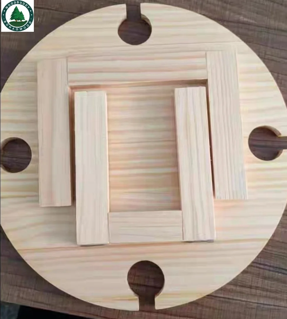CNC CUTTING Customized holes /edges  solid wood flat board for bench/chair/out door wine holder picnic table top