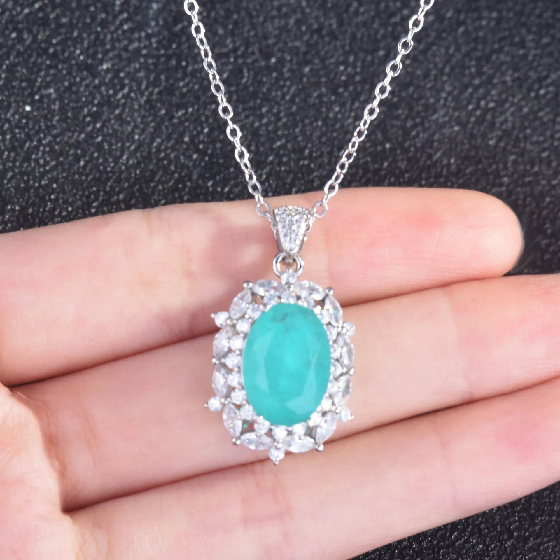 2021 новый дизайн Paraiba родий позолоченный принцесса кулон Банкетный 925 стерлингового серебра ювелирные изделия ожерелье аксессуары для женщин