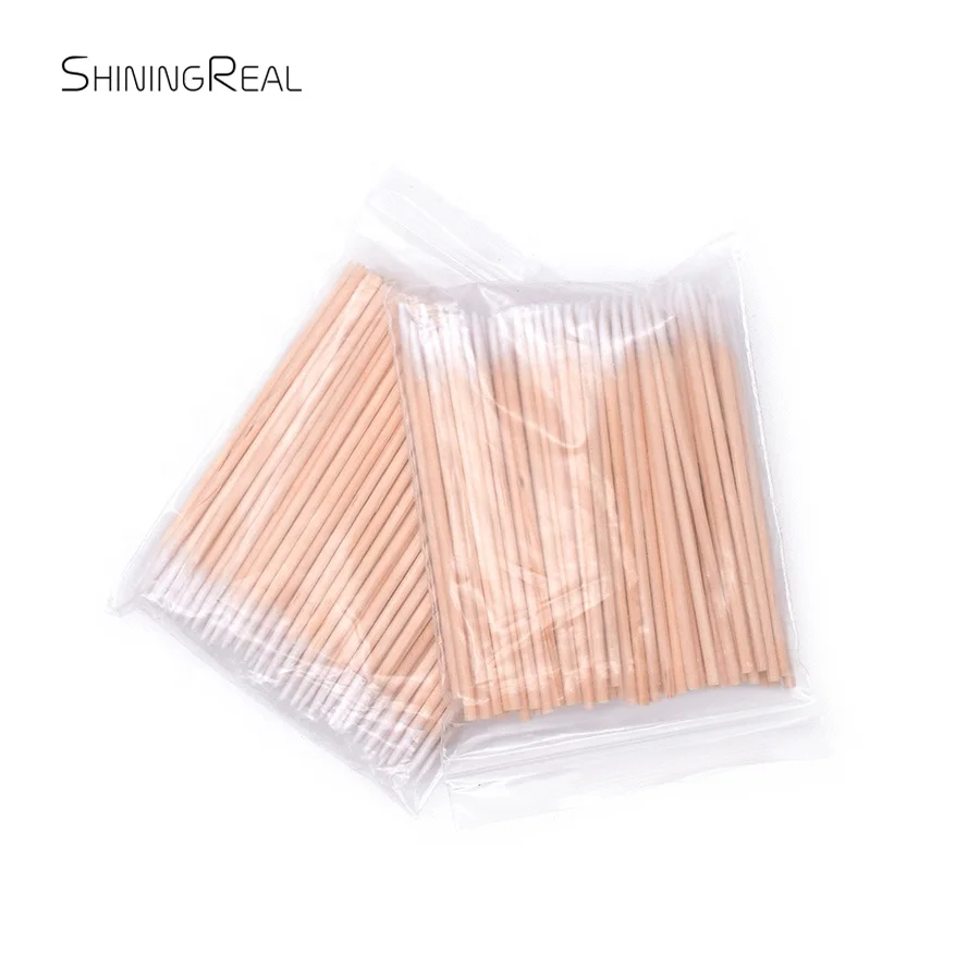 Disposable Pointed Wood Cotton Swab Lint Free Micro Brushes Wood Cotton Swabs Glue Removing Tools for Eyelash extension