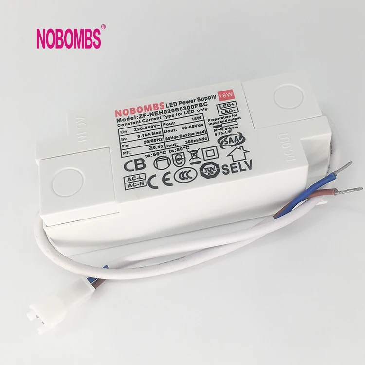 
Low PF certification isolation 18w ultra-thin fireproof enclosure 40v 65v300mA LED driver power supply 