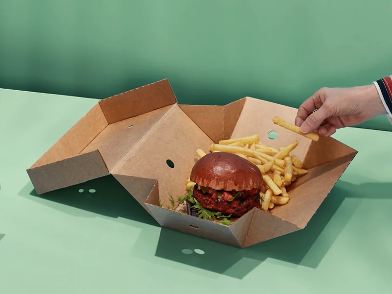 Wholesale Good Quality Disposable White Brown Lunch Food Custom Hamburger Burger Box Packaging For Easier Take away Carrier